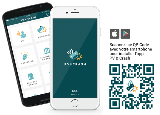 L'application PV Crash, disponible sur le Google Play Store & l'App Store.